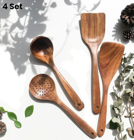 9 Piece Set Wooden Spatula Cookware Kitchenware Set