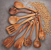 9 Piece Set Wooden Spatula Cookware Kitchenware Set