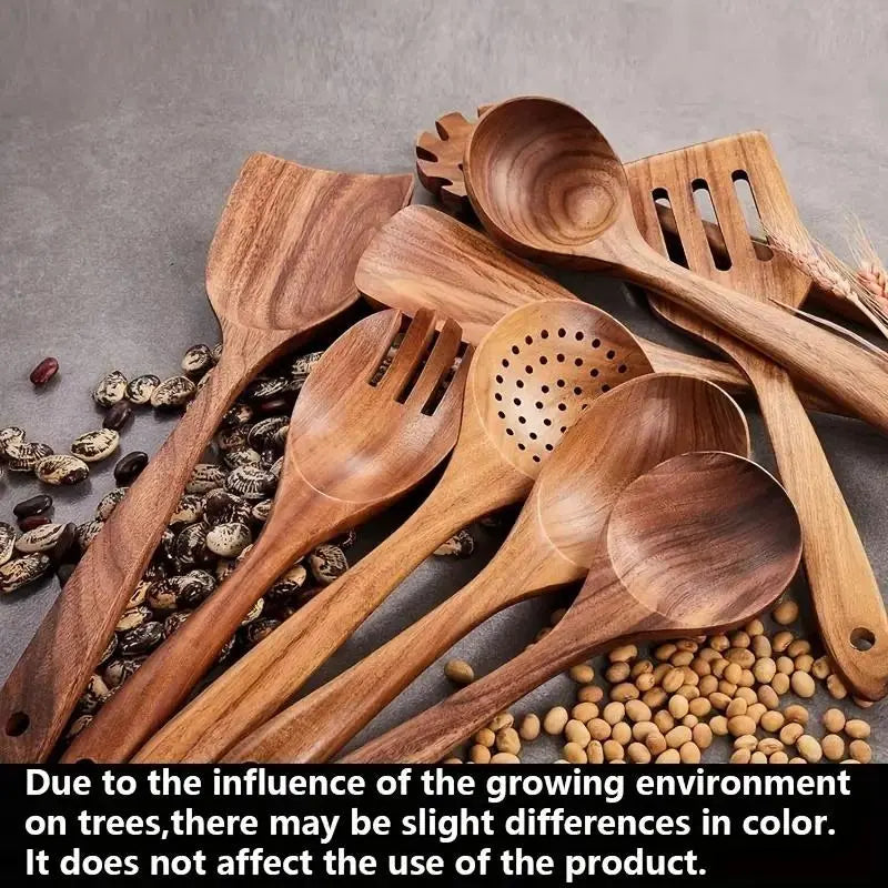 9 Piece Set Wooden Spatula Cookware Kitchenware Set