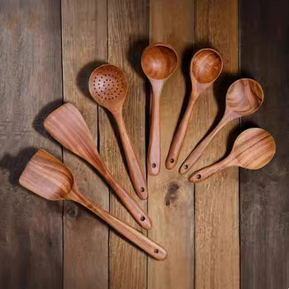 9 Piece Set Wooden Spatula Cookware Kitchenware Set