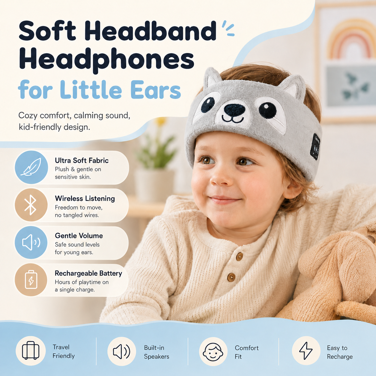 Kids’ Soft Wireless Listening Headband